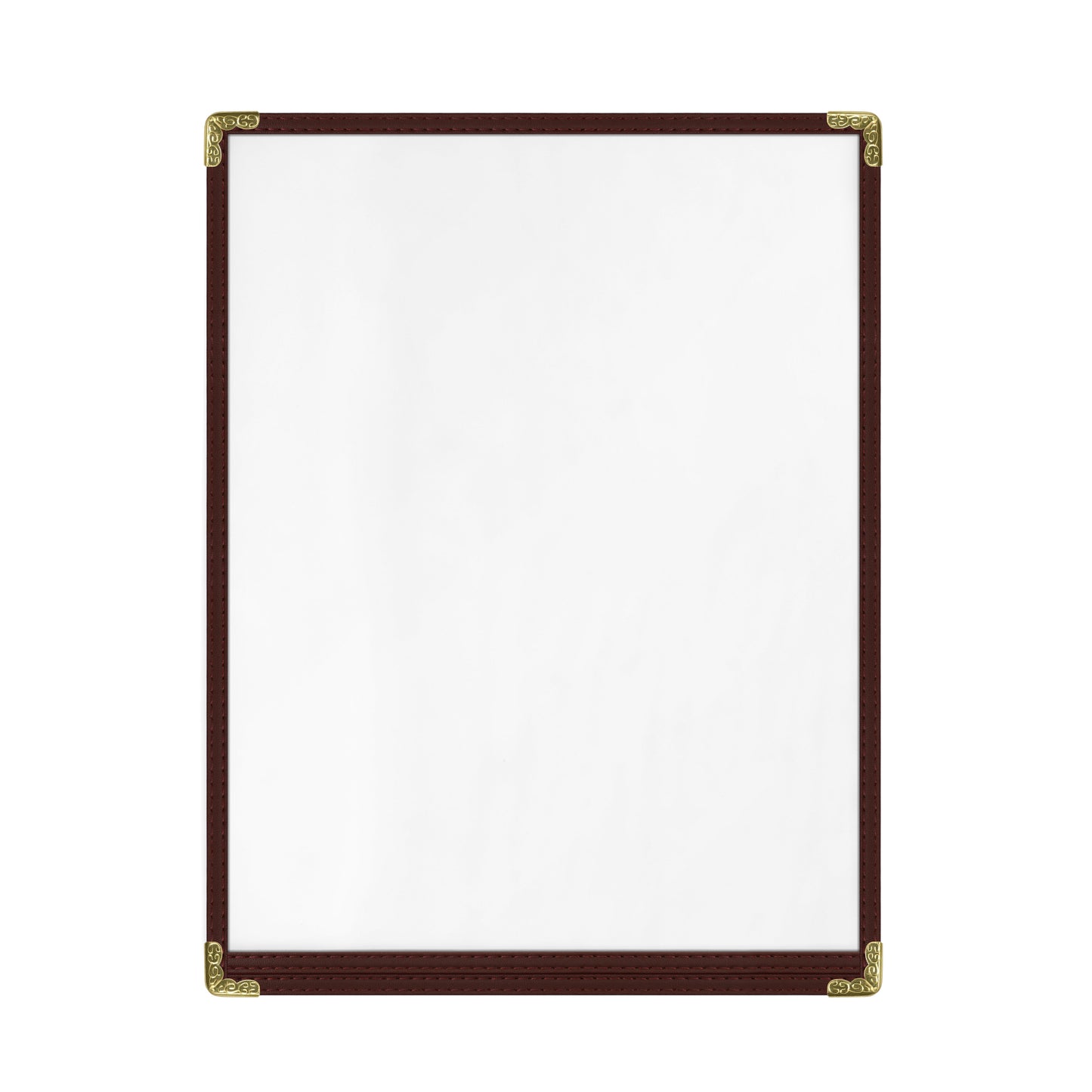 Café Style Menu Cover, 2 View,8.5" x 11",Brown, Elegant black cover on a fine dining restaurant table