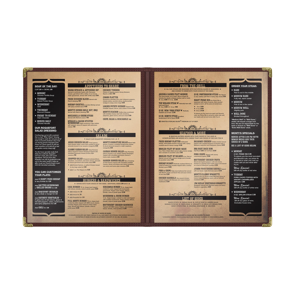 Café Style Menu Cover, 4 View
