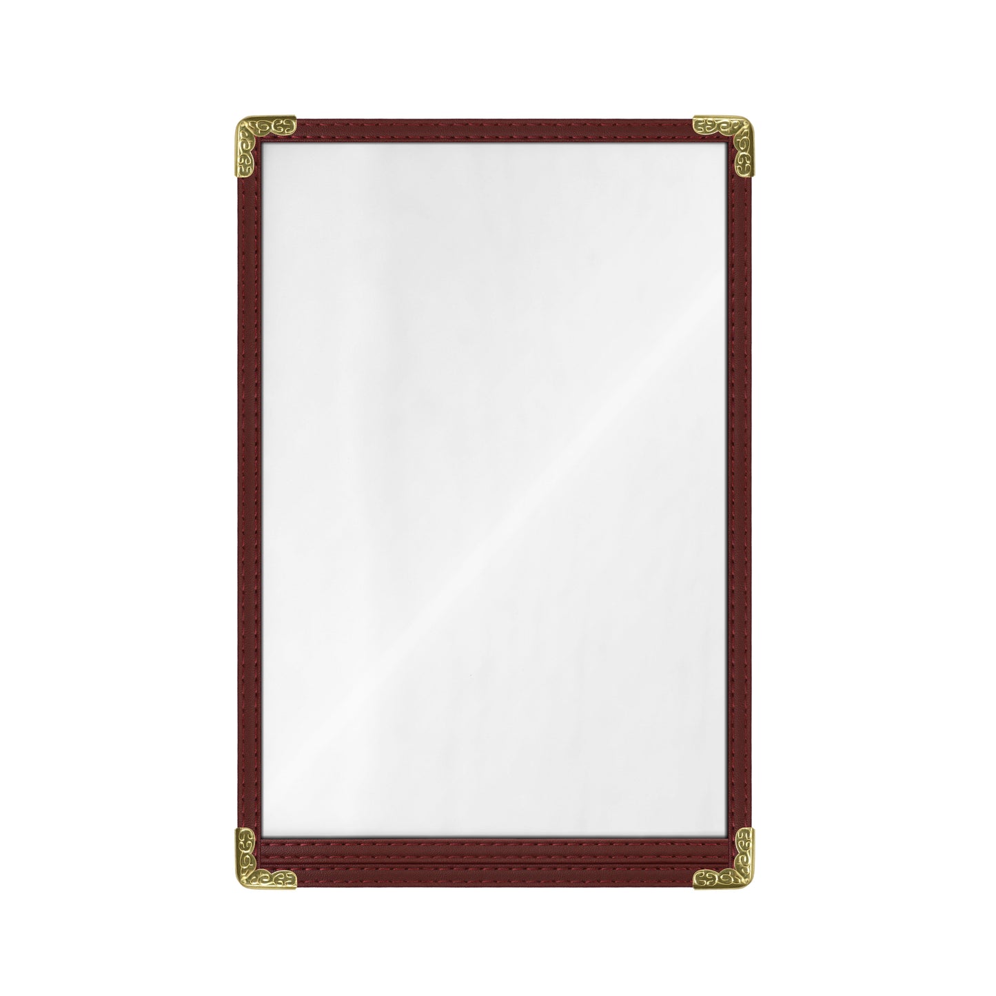 Café Style Menu Cover, 2 View,5.5" x 8.5",Burgundy, Elegant black cover on a fine dining restaurant table