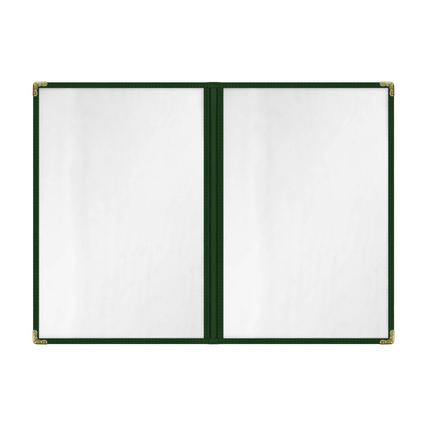 Café Style Menu Cover, 4 View,8.5" x 14",Green, Elegant black cover on a fine dining restaurant table