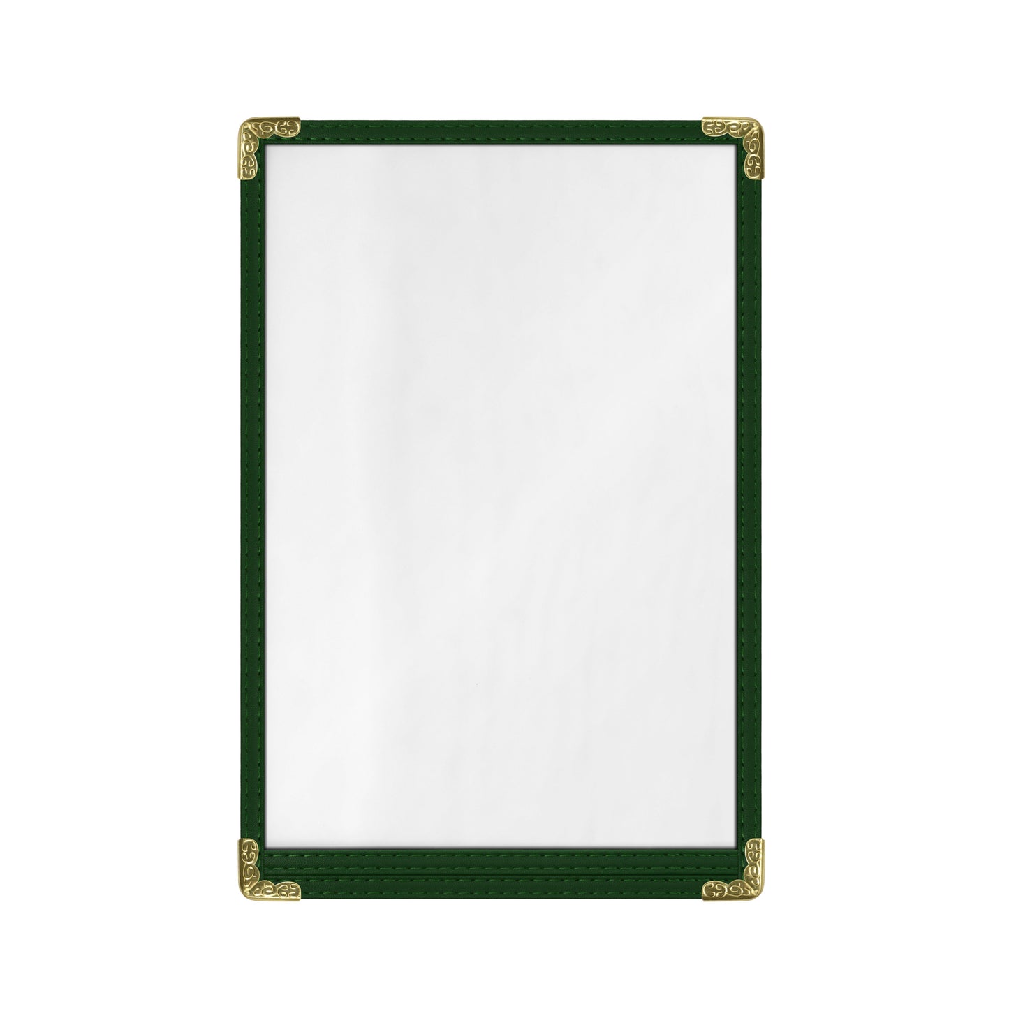 Café Style Menu Cover, 2 View,5.5" x 8.5",Green, Elegant black cover on a fine dining restaurant table