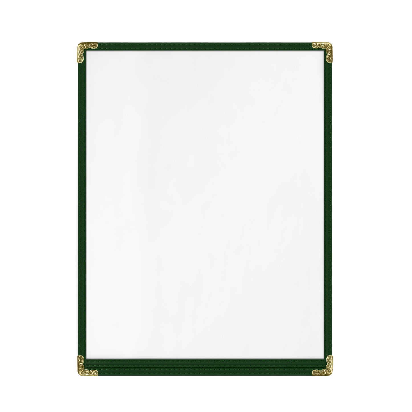 Café Style Menu Cover, 2 View,8.5" x 11",Green, Elegant black cover on a fine dining restaurant table