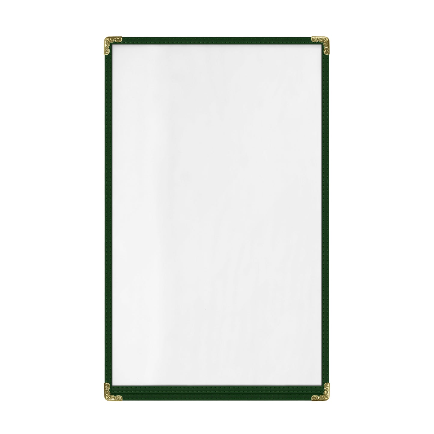Café Style Menu Cover, 2 View,8.5" x 14",Green, Elegant black cover on a fine dining restaurant table