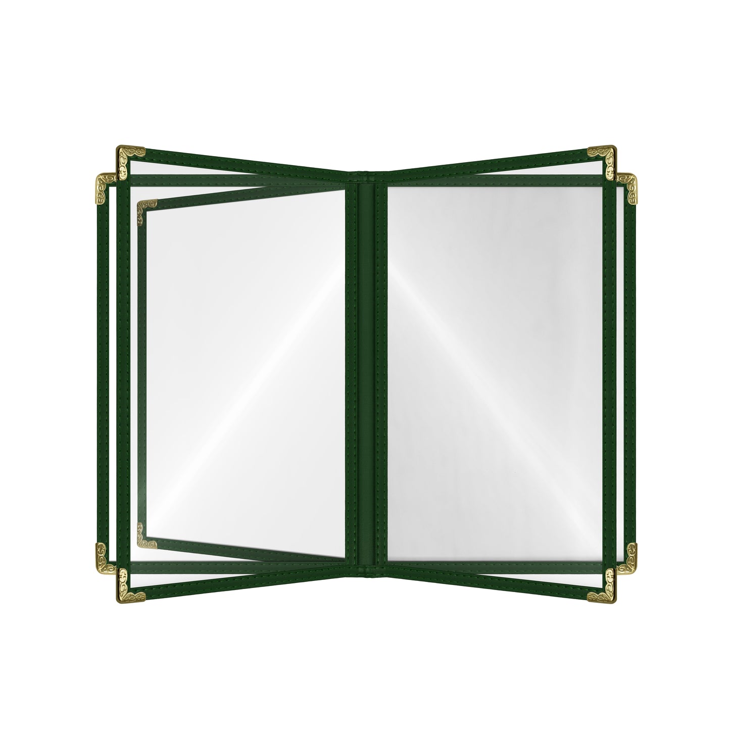 Café Style Menu Cover, 10 View,8.5" x 14",Green, Elegant black cover on a fine dining restaurant table