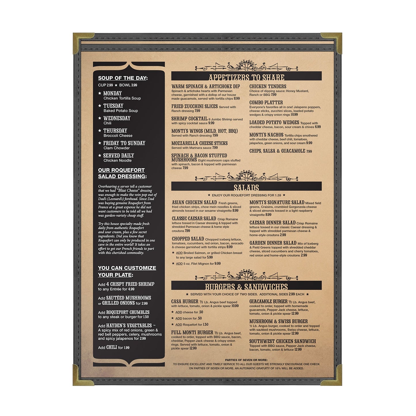 Pajco Menu Cover, Single Pocket (1 View), 8.5" x 11", BlackElegant cover on a fine dining restaurant table