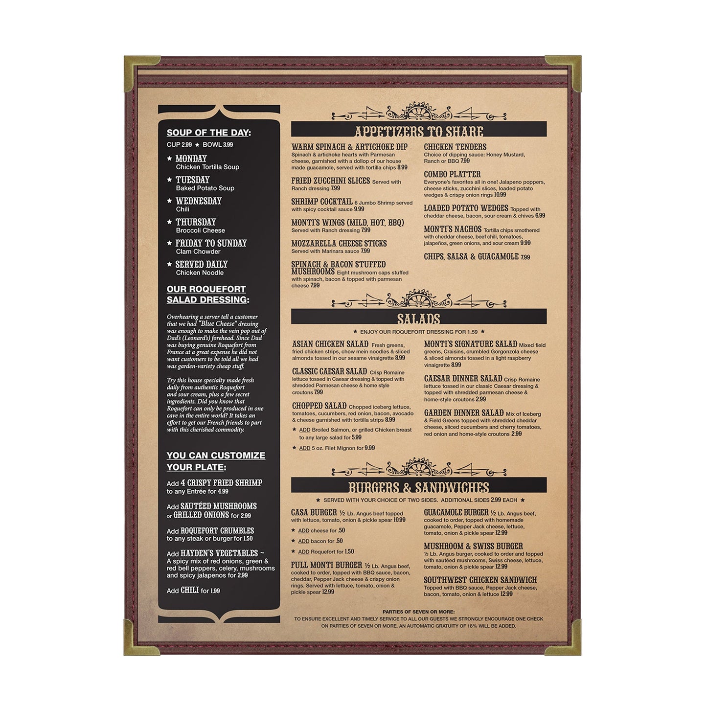 Pajco Menu Cover, Single Pocket (1 View), 8.5" x 11", BurgundyElegant cover on a fine dining restaurant table