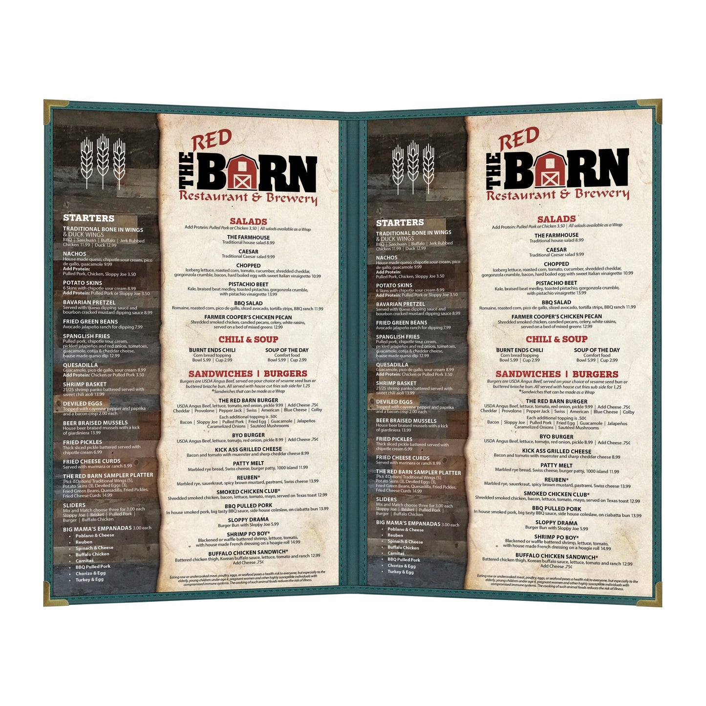 Pajco Menu Cover, Double Pocket (2 View), 8.5" x 14", GreenElegant cover on a fine dining restaurant table