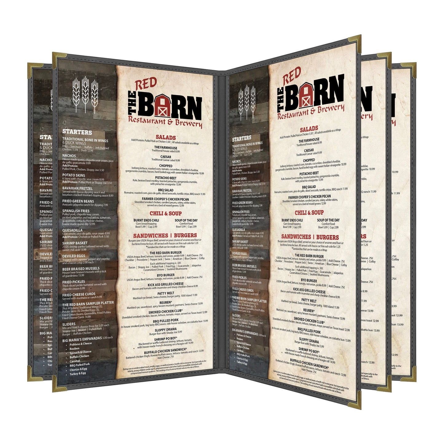 Pajco Menu Cover, Five Pocket Booklet (8 View), 8.5" x 14", BlackElegant cover on a fine dining restaurant table