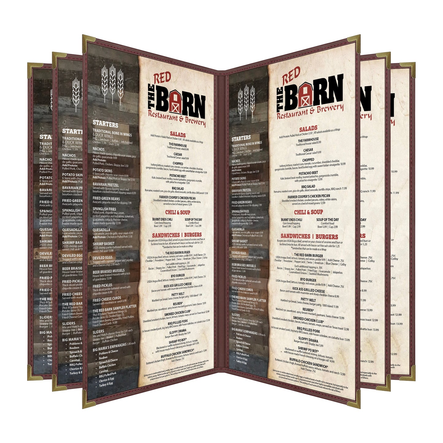Pajco Menu Cover, Six Pocket Booklet (10 View), 8.5" x 14", BurgundyElegant cover on a fine dining restaurant table