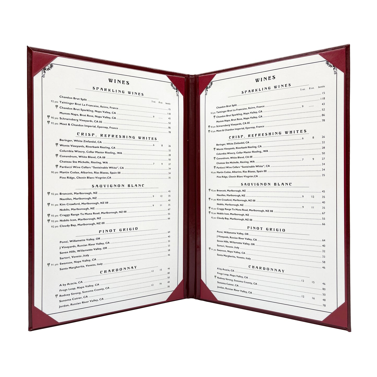 Columbia Casebound Menu Cover, 2 View