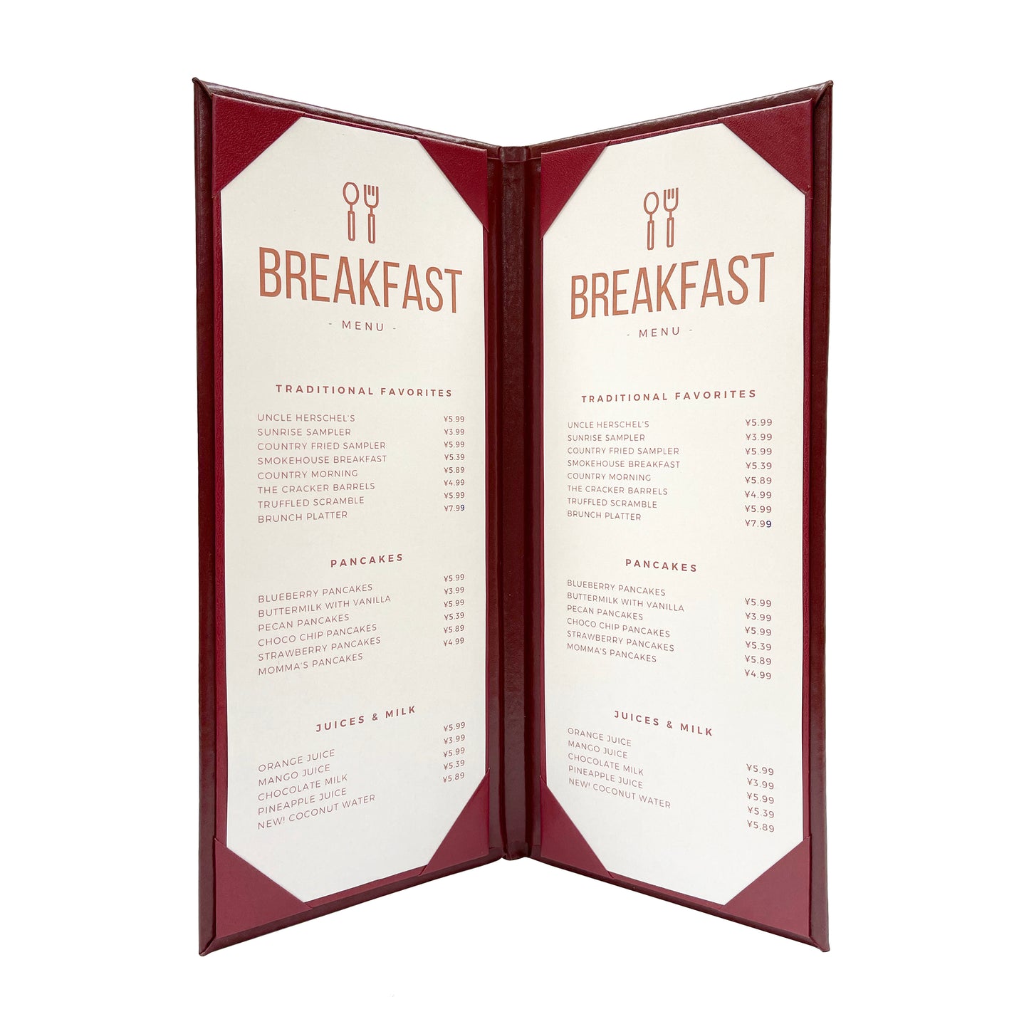 Columbia Casebound Menu Cover, 2 View