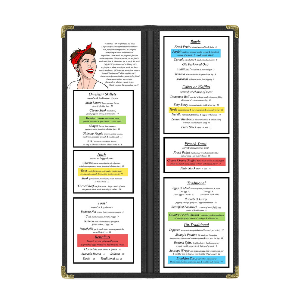 Bar Style Menu Cover, 4 View