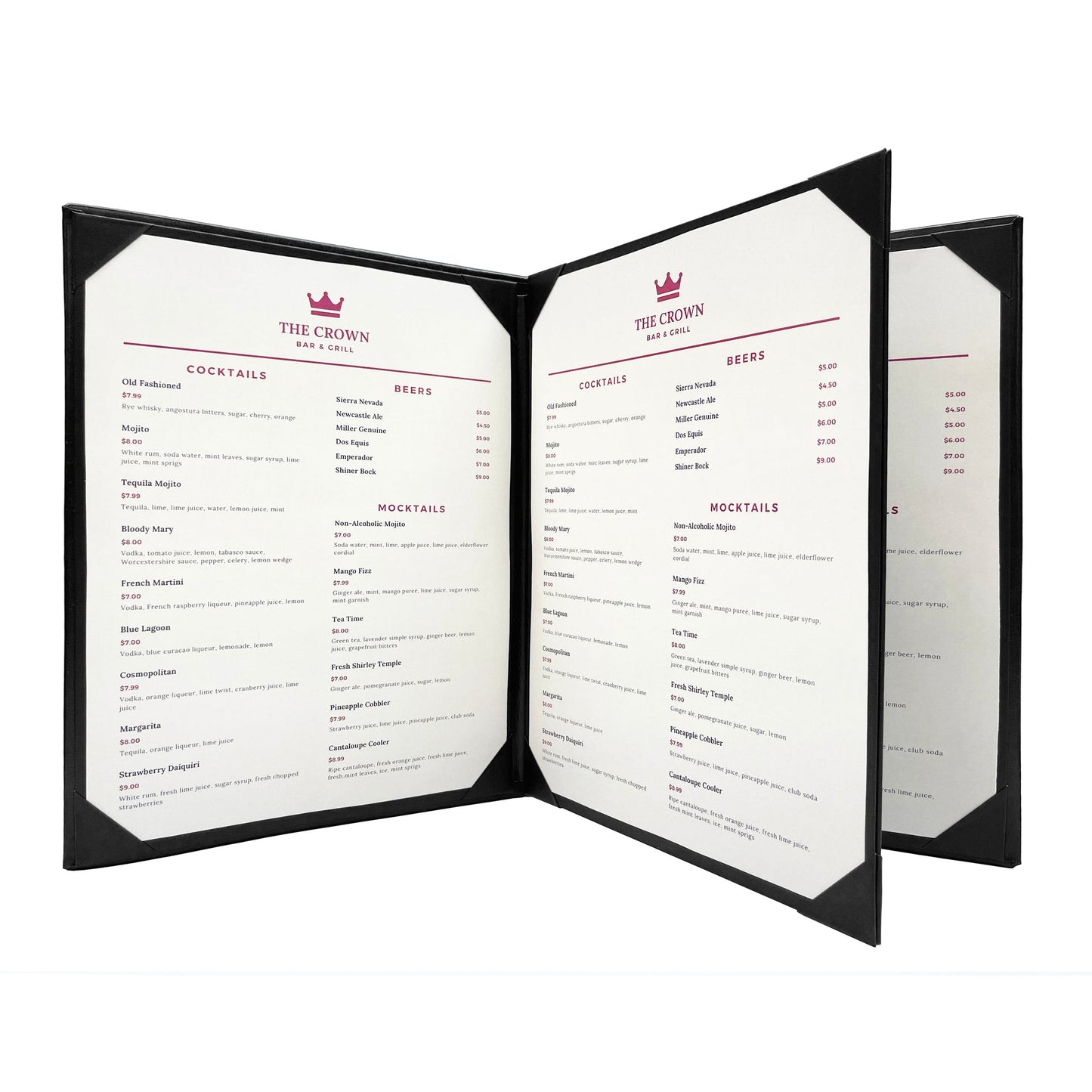 Columbia Casebound Menu Cover 4 View - Black / 8.5’’ x 11’’ / 5 - Columbia