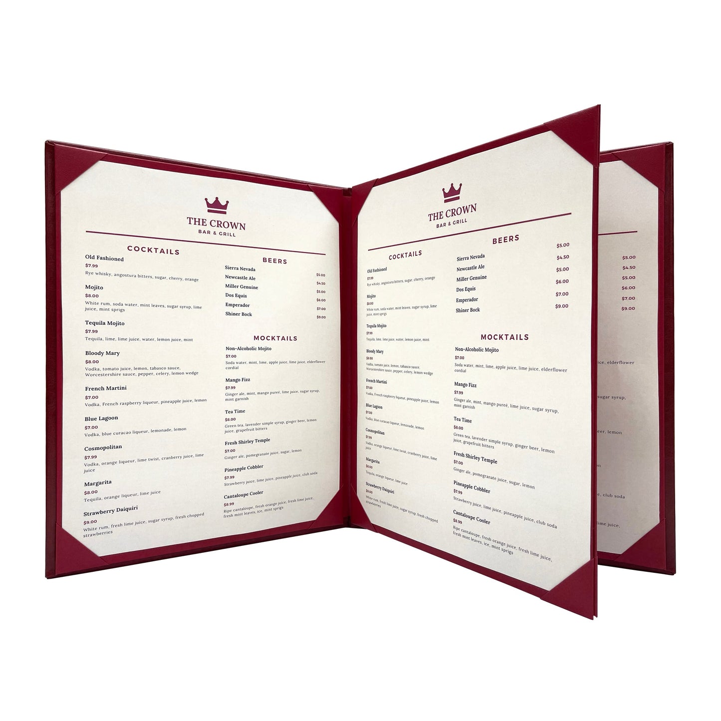 Columbia Casebound Menu Cover 4 View - Burgundy / 8.5’’ x 11’’ / 5 - Columbia