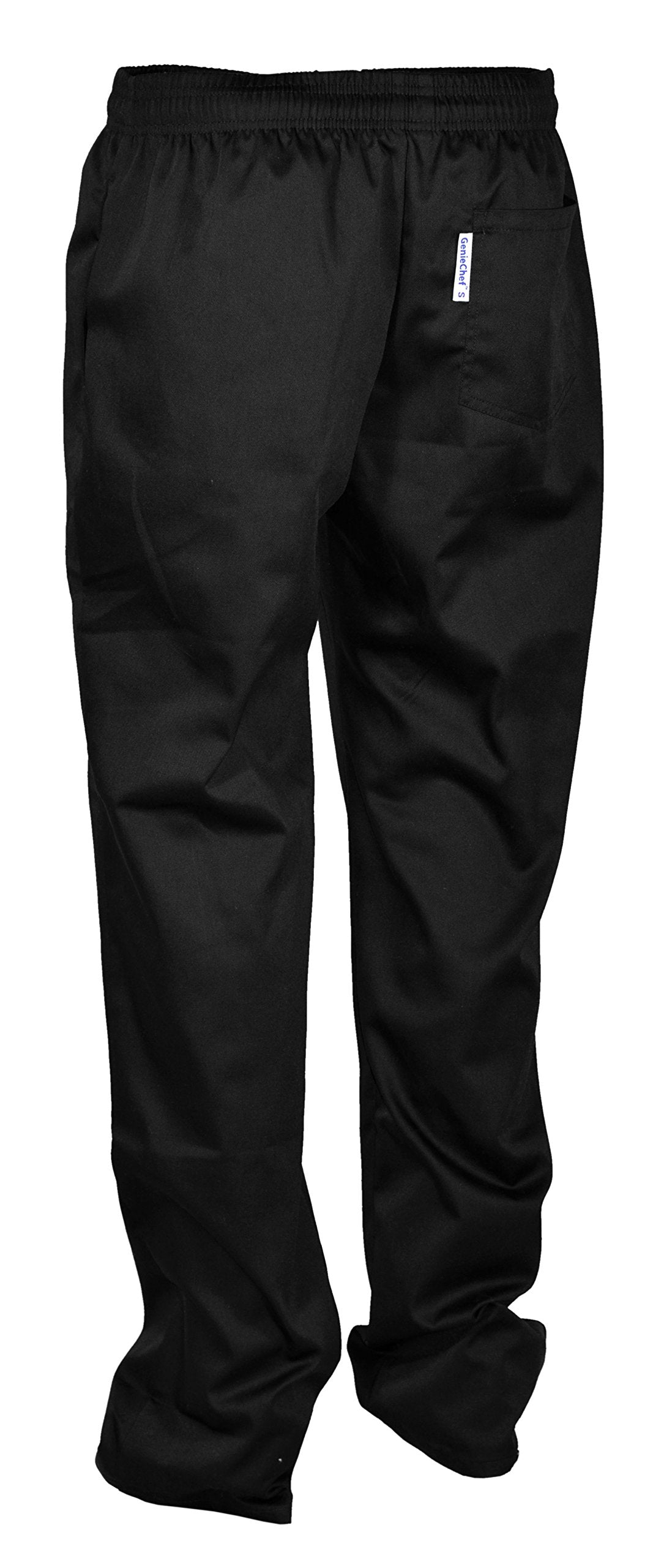 GenieChef Black Classic Lightweight Chef Pants - Unisex-Adults, One Size
