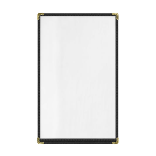Café Style Menu Cover, 2 View,11" x 17",Black, Elegant black cover on a fine dining restaurant table