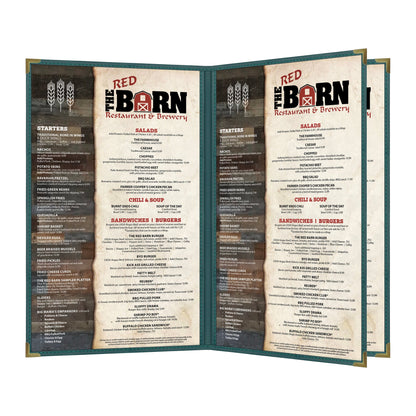 Pajco Menu Cover, Triple Pocket Booklet (4 View), 8.5" x 14", GreenElegant cover on a fine dining restaurant table