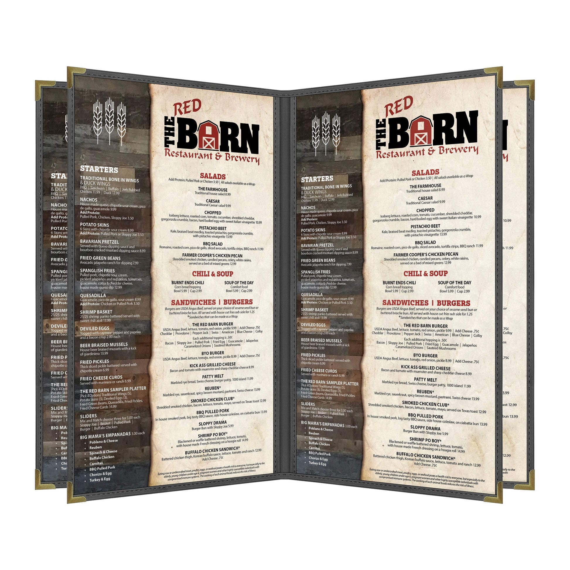 Pajco Menu Cover, Quad Pocket Booklet (6 View), 8.5" x 14", BlackElegant cover on a fine dining restaurant table
