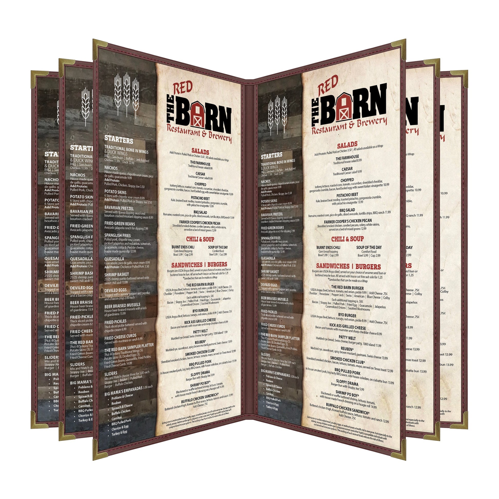 Pajco Menu Cover, Six Pocket Booklet (10 View), 8.5" x 14", BurgundyElegant cover on a fine dining restaurant table