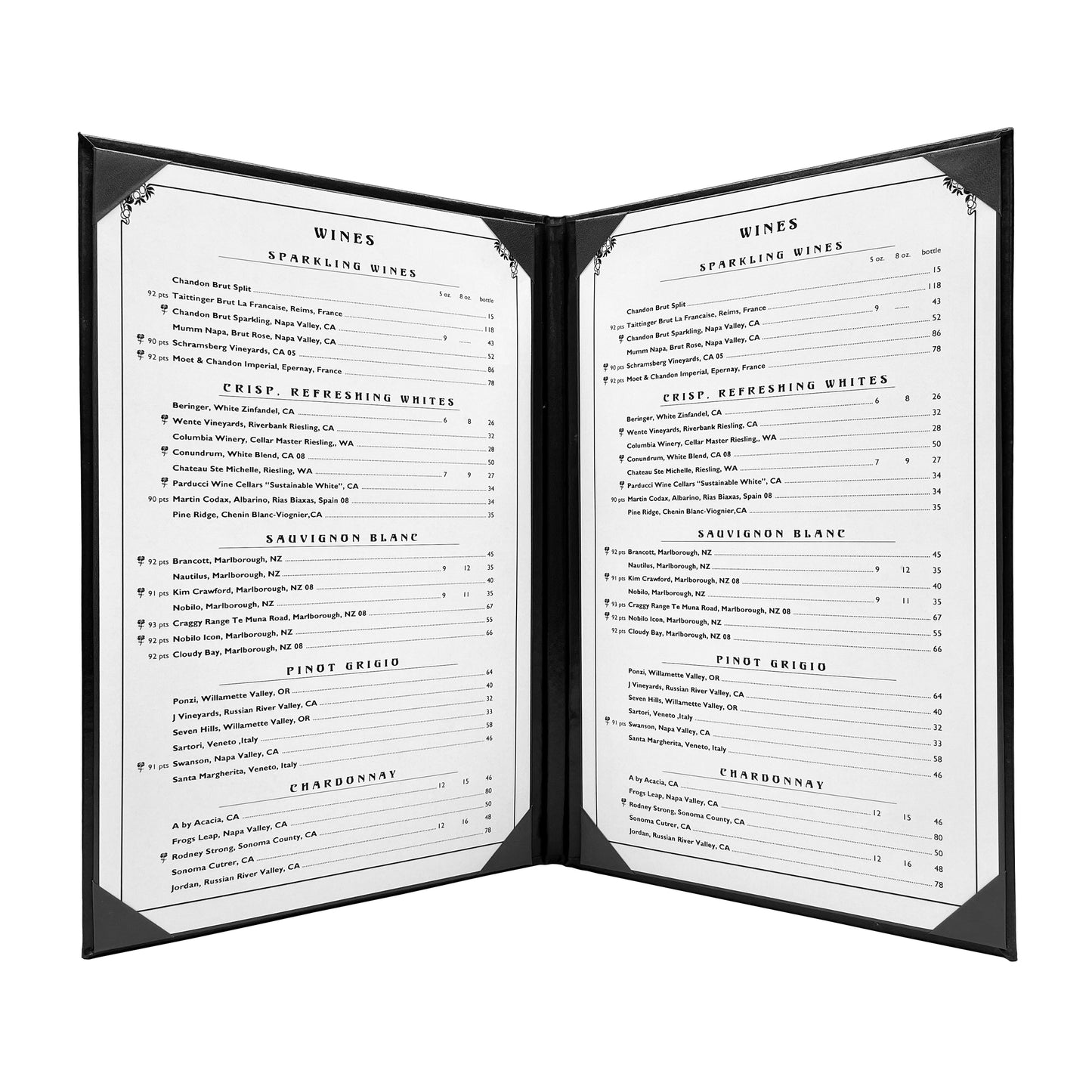 Columbia Casebound Menu Cover, 2 View