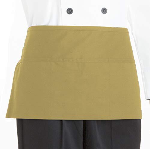 Waist Apron - 3 Pockets (4 Pack, Khaki)