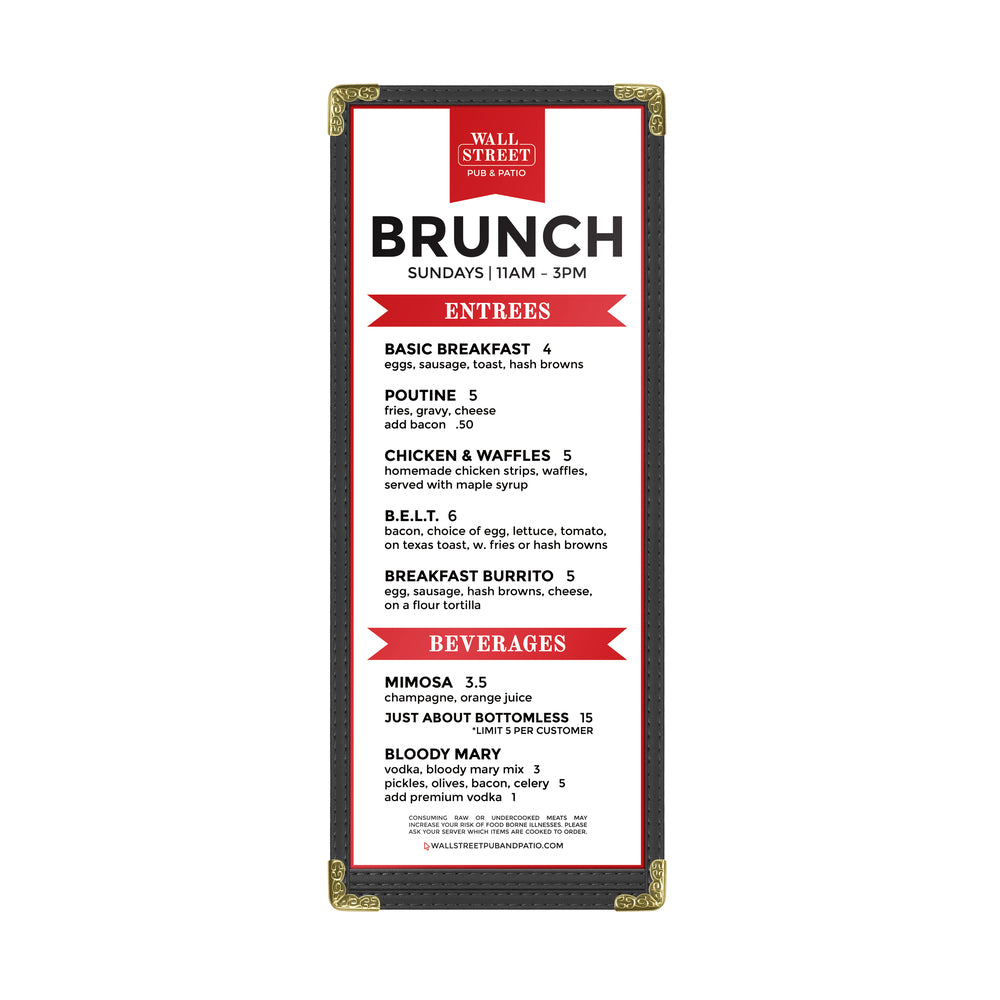 Service - 2 View Menu Cover - Bar Style