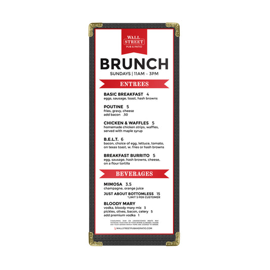 Bar Style Menu Cover, 2 View
