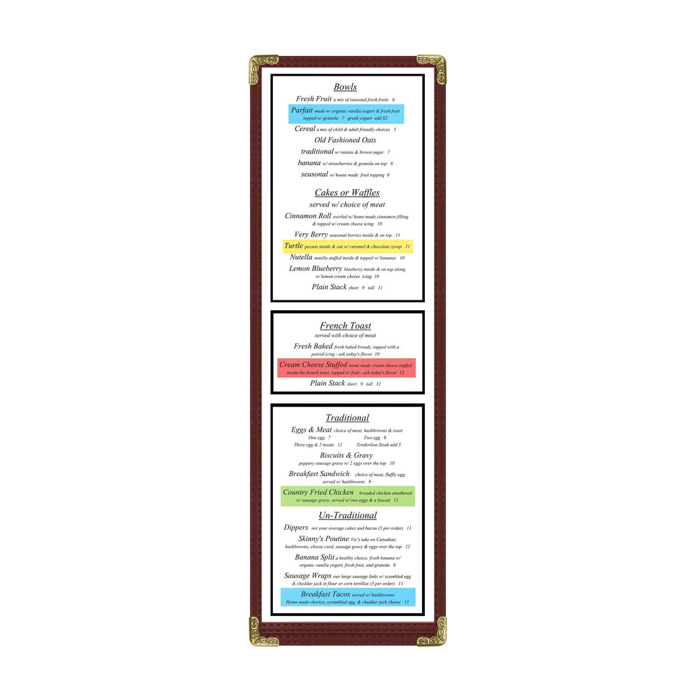 Service - 2 View Menu Cover - Bar Style