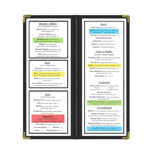 Bar Style Menu Cover, 4 View
